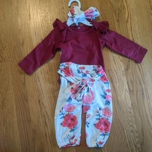 Girls onesie, pants and headband set